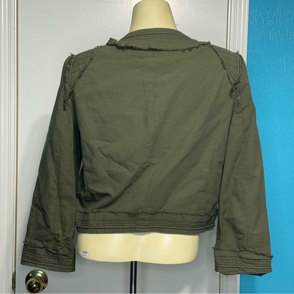 Elizabeth and James Anthropologie Military Green Lightweight Cropped Jacket 8 - Picture 12 of 16